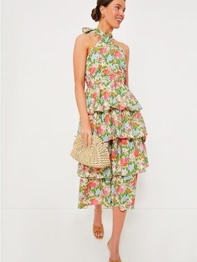 Hyacinth House Floral Tiered Halter Midi Dress